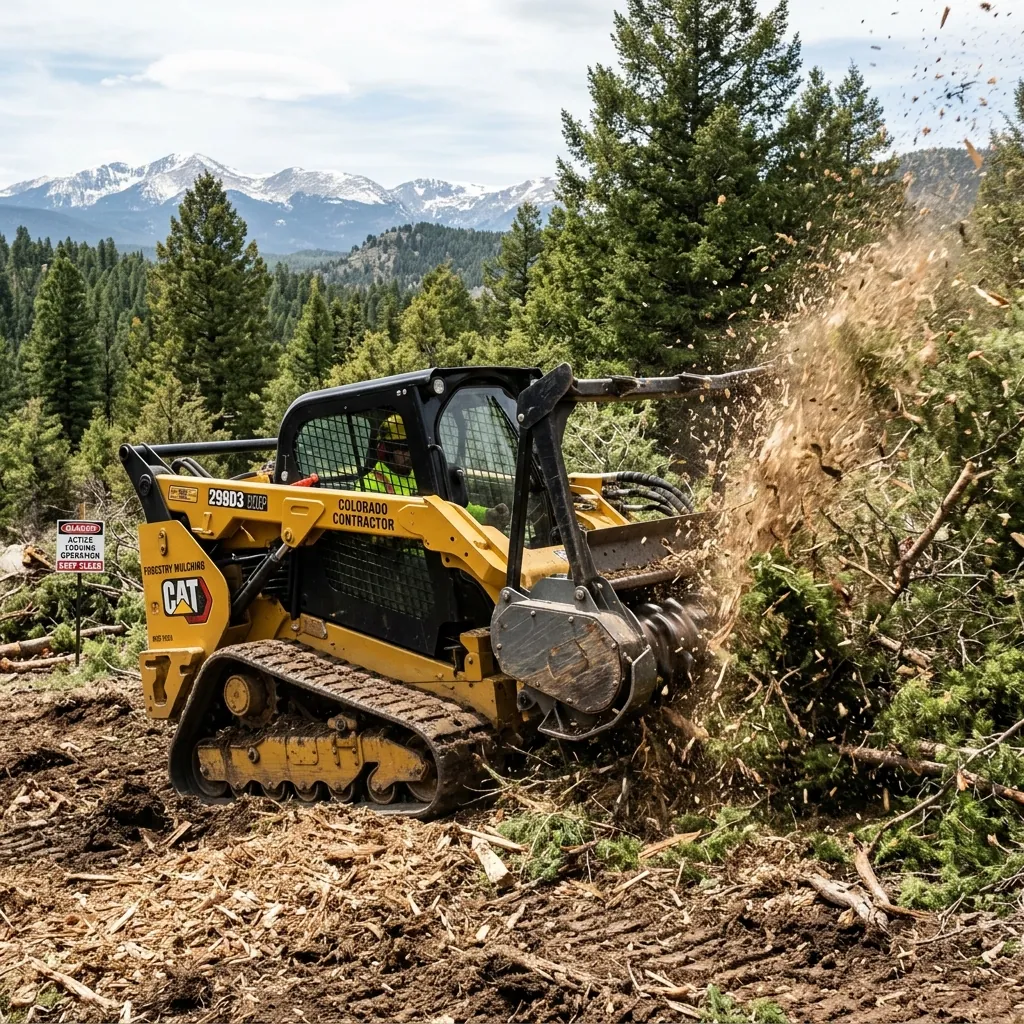 Forestry mulcher clearing dense underbrush